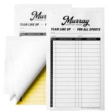 Murray Sporting Goods Baseball Lineup Cards - 50 Games - 4-Part Carbon Copies