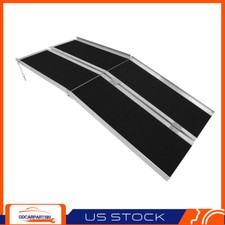 8ft Folding Aluminum Wheelchair Ramp Portable Mobility Scooter Carrier New