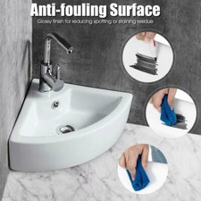 Modern Corner Ceramic Small Cloakroom Basin Wall Hung Hand Wash Bathroom Sink UK
