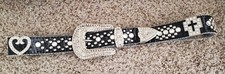 Western Cowgirl Style Concho Blingy Rhinestones Hearts  Crosses Belt L