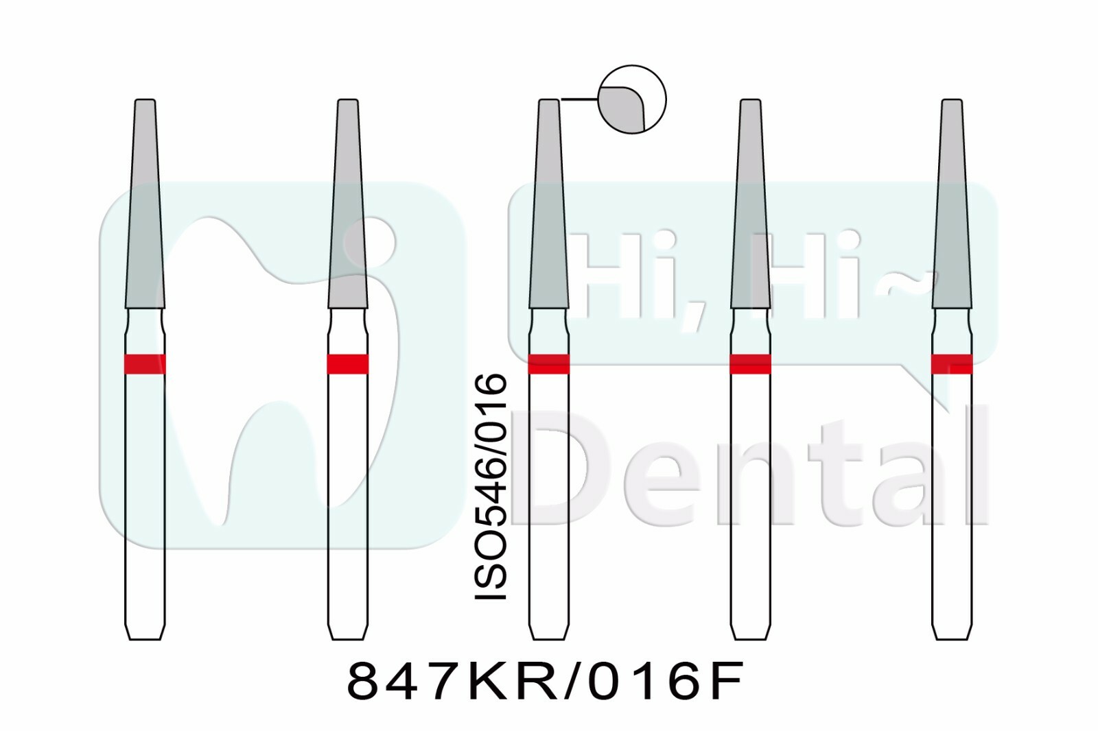 Fraise Diamantée Dentaire Conique à épaule Modifiée FG 847KR/016F - Lot De 10/25/50, Pour Endodontie