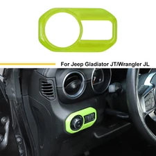 Green Inner Headlight Lamp Switch Cover Trim Bezel For Jeep Wrangler JL JT 2018+