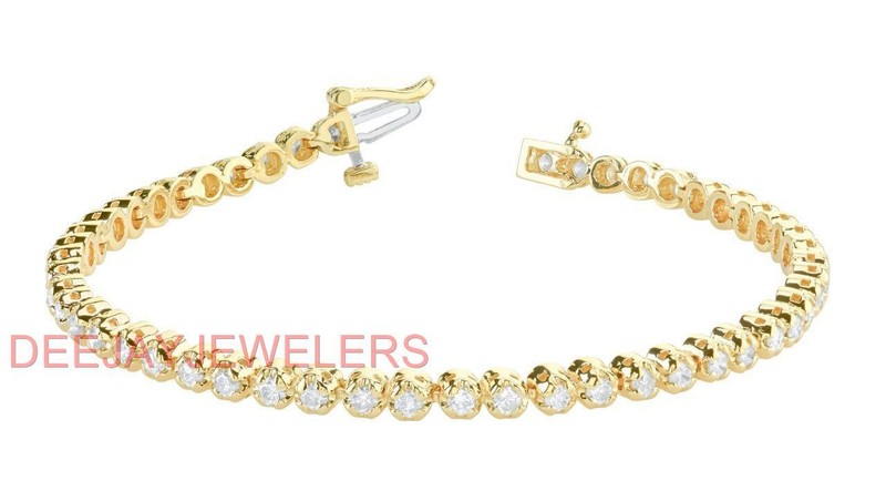 3ct Natural Diamond Ankle Bracelet 9 Inch Anklet 14k Yellow Gold Clear Sparkly