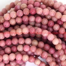 Natural Pink Rhodonite Round Loose Beads Gemstone 15" Strand 4mm 6mm 8mm 10mm