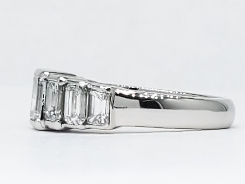 950 Solid Platinum Graduated Emerald Cut Diamond … - image 3