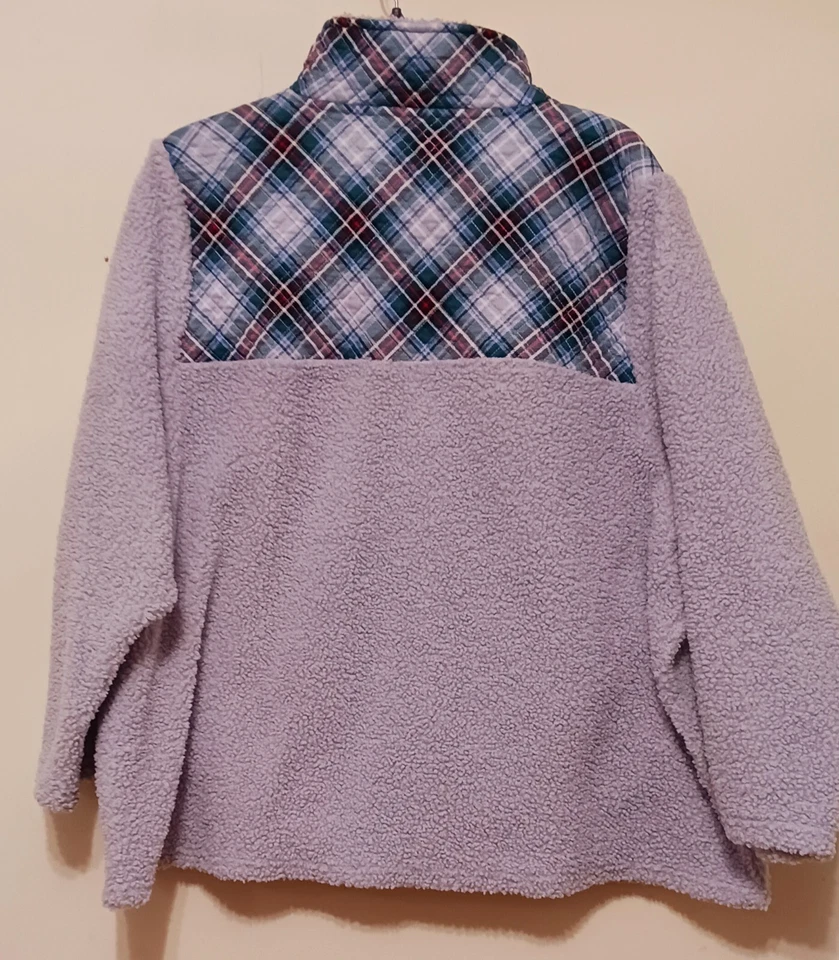 Pullover Vera Bradley Teddy Sherpa polar cuarto cremallera talla grande 3x cuadros nevados Foto 2 de 4
