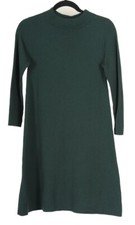 Loft Women’s Dress XS Green A Line Long Sleeve Pullover Knit Unlined Crew Neck