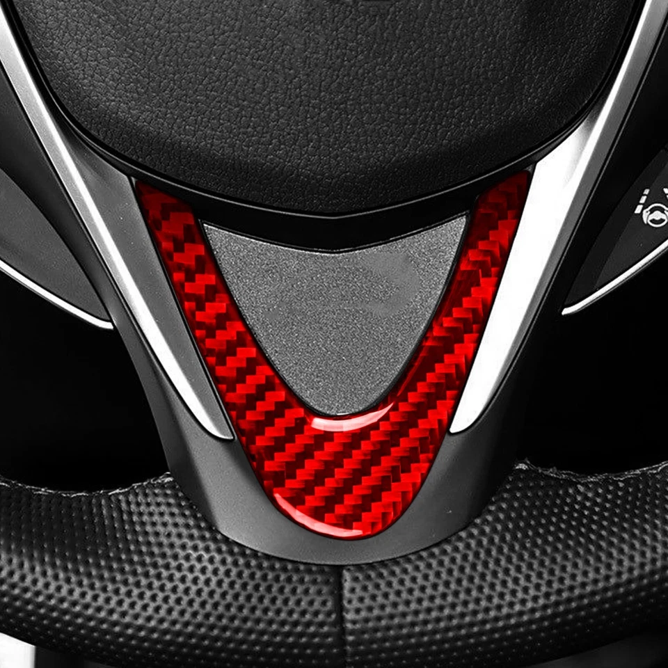 Cubierta de ventilación del velocímetro del volante de fibra de carbono roja 6 piezas para Acura TLX 15-20 Foto 4 de 4