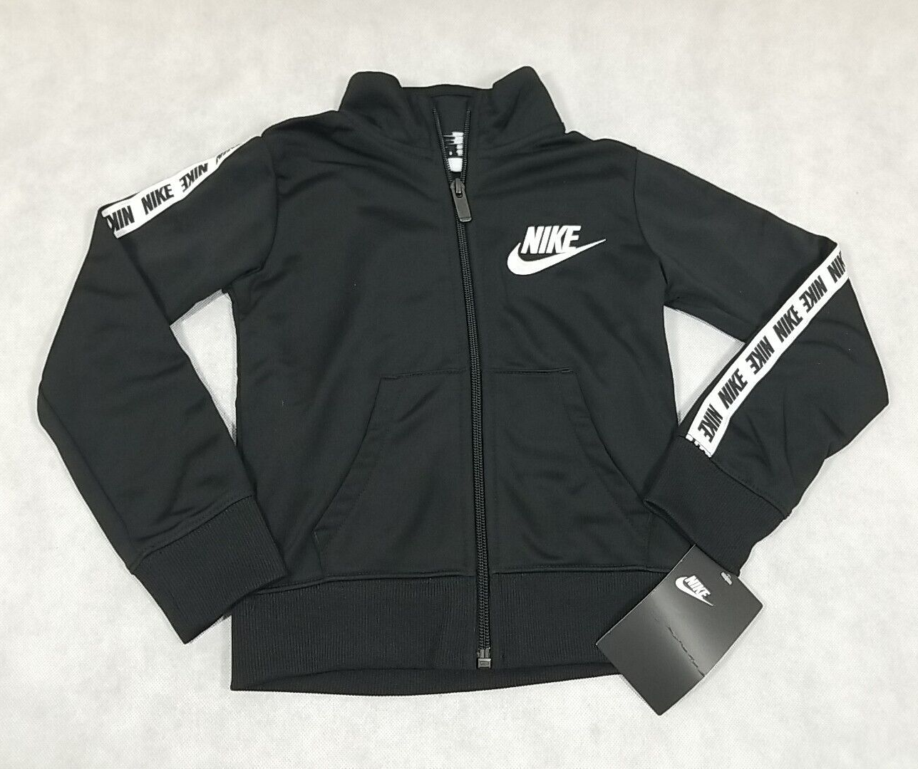 SACAI X NIKE NUOVA NIKE Track Jacket Ragazzo Taglia 4 X Small Full Zip Warm Up Nero Bianco