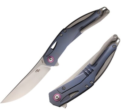 CH Knives Astro Framelock Folding Knife 3.75'' M390 Steel Blade Titanium Handle