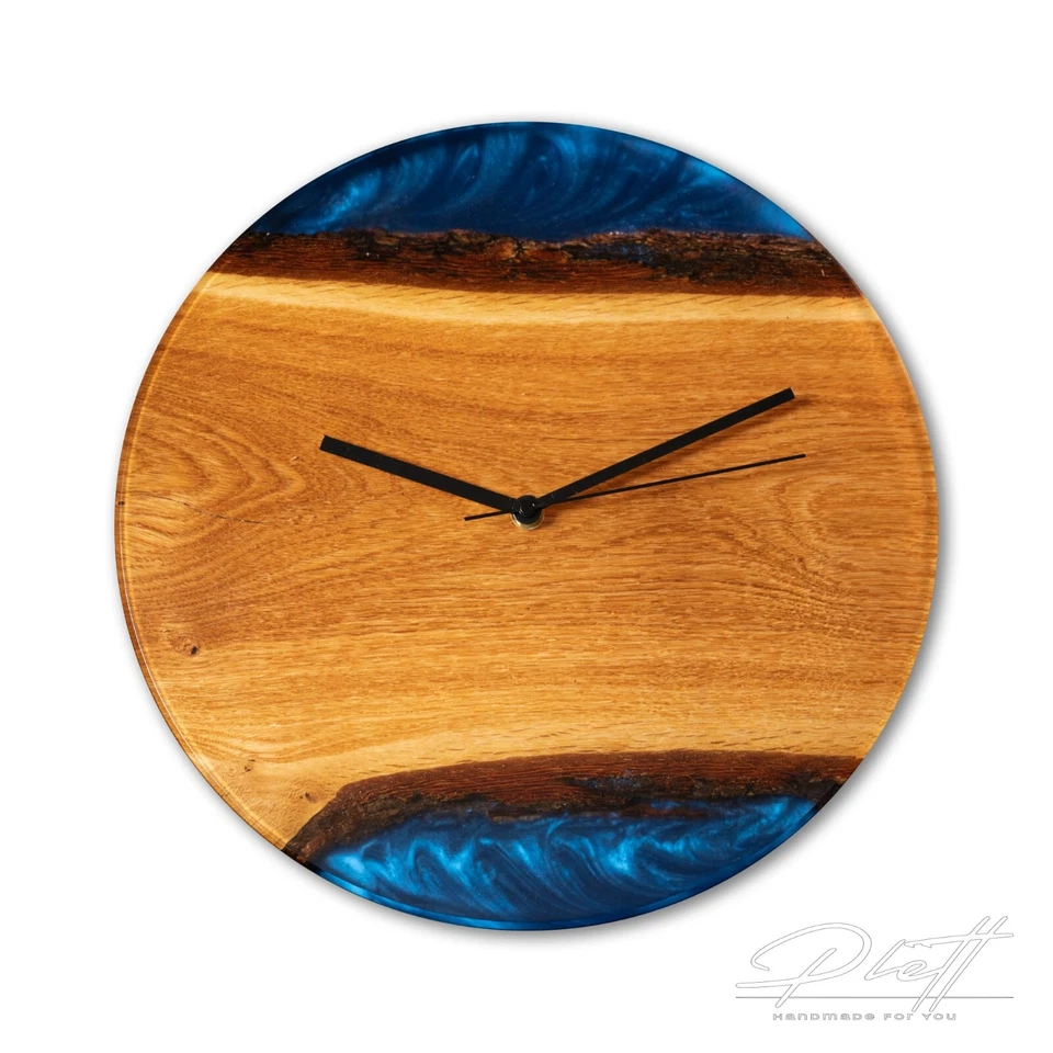Wanduhr aus Naturholz und Epoxidharz,Handgefertigt,Handmade in Germany ,Geschenk - Bild 3 von 4