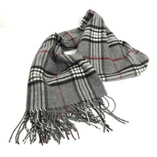 Vintage V Fraas Gray Plaid Cashmink Winter Scarf Fringed 70  
