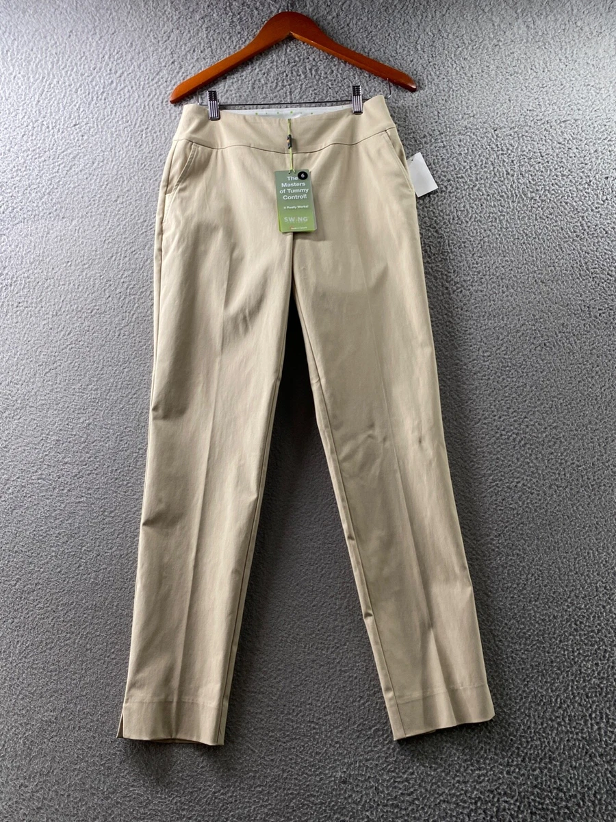 Swing Control Pants Womens 6 Beige Brown Mid Rise Golf Athleisure Tummy  Control