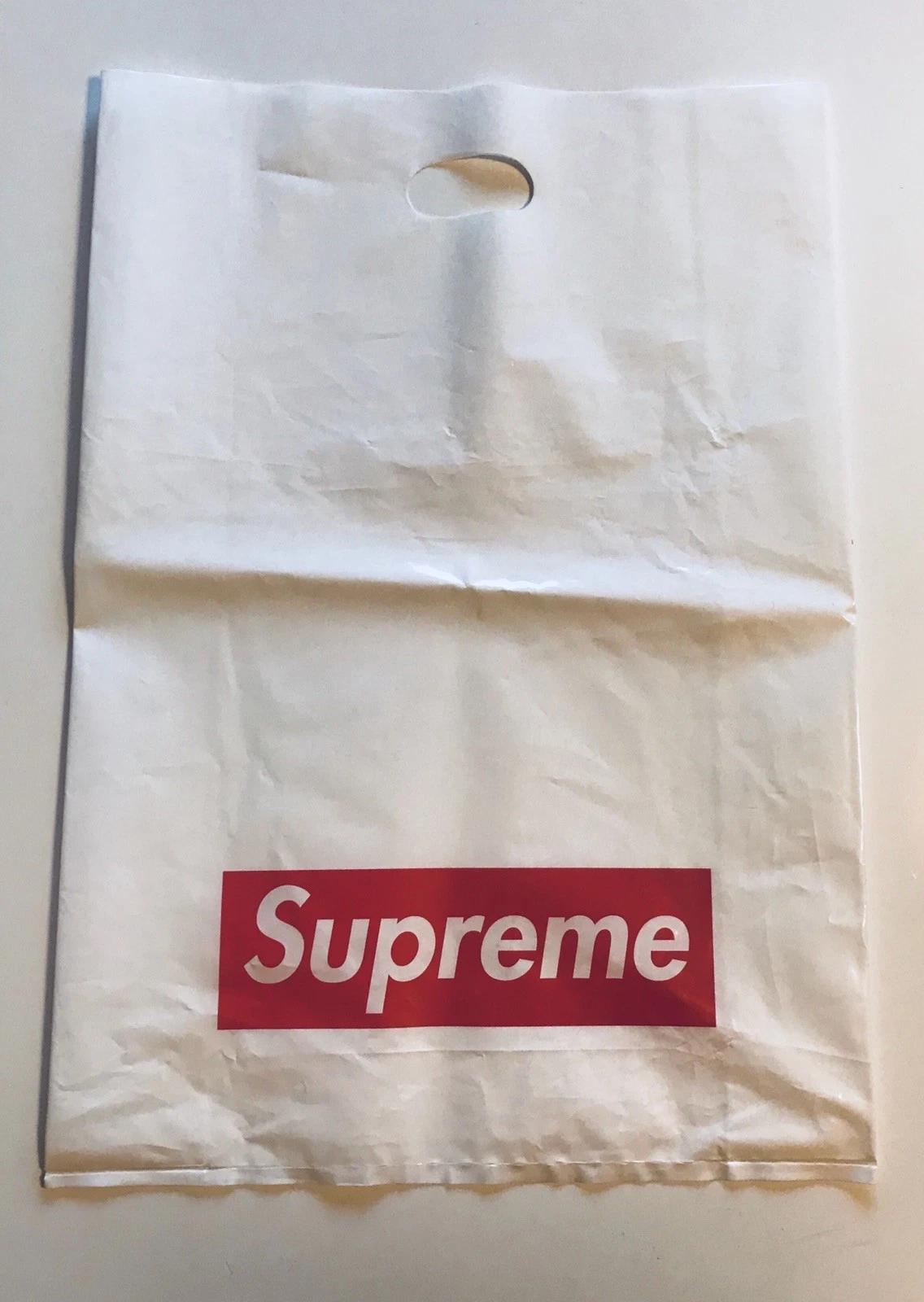 Sac à provisions en plastique blanc Supreme boîte logo 23x16 (8 sacs) fourre tout en vinyle