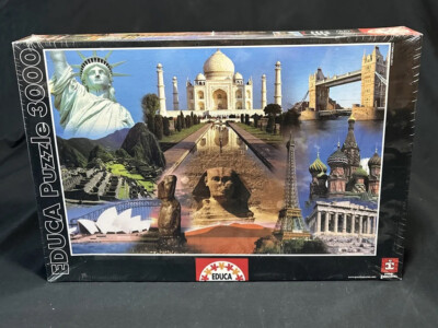 Educa Puzzle World Collage 3000 Pieces 13427 Taj Mahal Eiffel