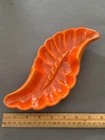 ORANGE GLAZED RED WING POTTERY # 828 LEAF SHAPED MID-CENTURY ASHTRAY VINTAGE