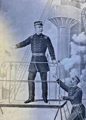 #ad 1899 Vintage Illustration Admiral Dewey on Bridge of Olympia Battle of Manila $19.99