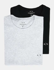 Armani Exchange Men's  2 Pack Logo Crewneck TShirt Black / Gray Size Small
