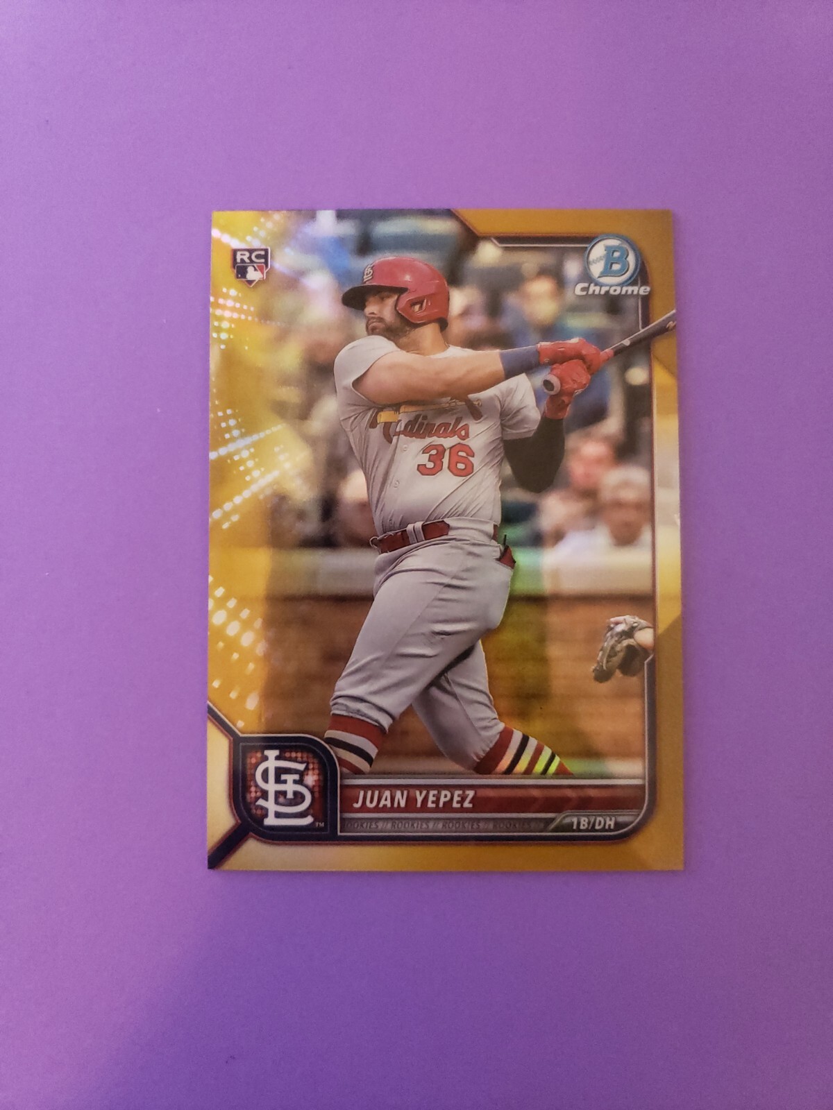 2022 Bowman Chrome Gold Refractor /50 Juan Yepez #26 Rookie RC