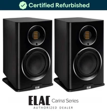 ELAC Carina 2-Way Bookshelf Speakers with JET Folded Ribbon Tweeter, Satin Black