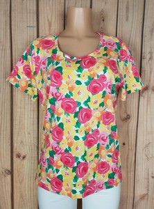 WHITE-STAG-Womens-Size-XL-Short-Sleeve-Shirt-Floral-Print-Cotton-Top