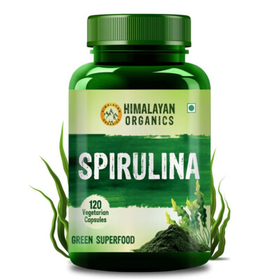 Himalayan Organics Spirulina 2000mg Supplement 120 Vegetarian Capsules FS