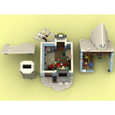 ZITIANYOUBUILD Winter Cabin Street View 1400 Pieces Building Toys Set MOC Build