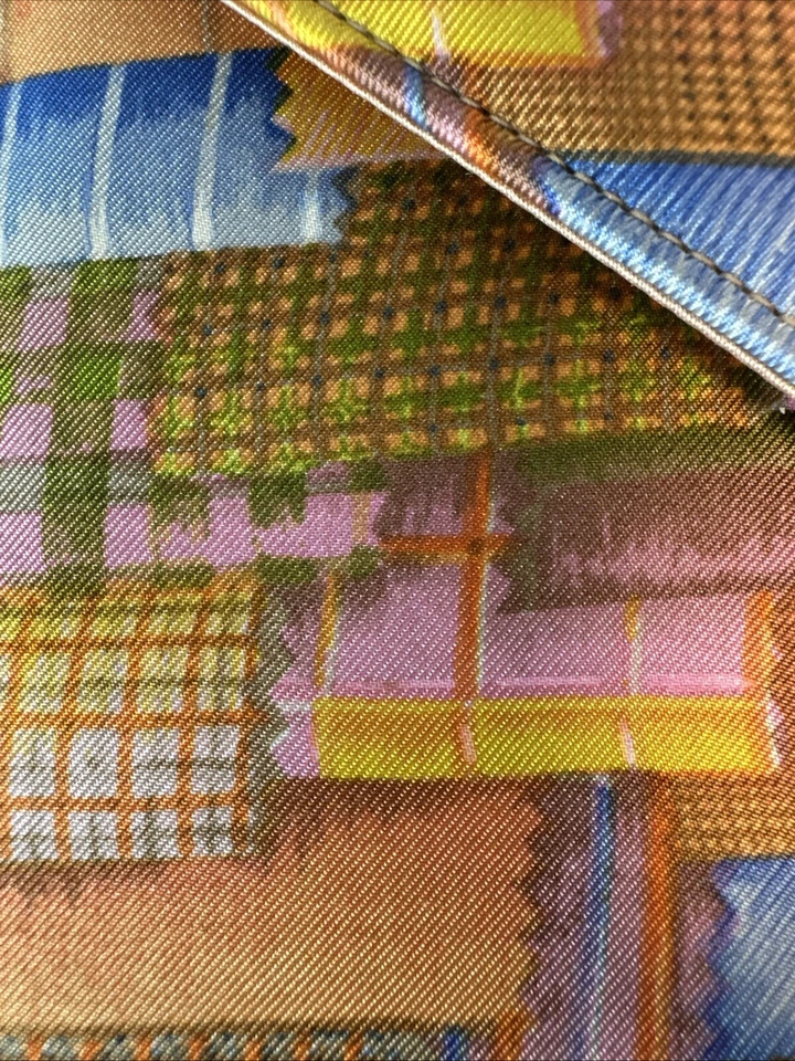 Bolso LENNOX vintage años 60 lino/tela retazos monedero interior 'raro' SH-30 Foto 3 de 4