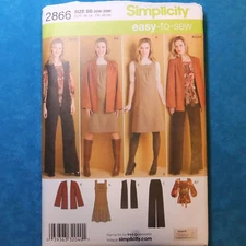 Simplicity 2866 Jumper Pants Vest Top Wardrobe Sewing Pattern 20W-28W Queen Size
