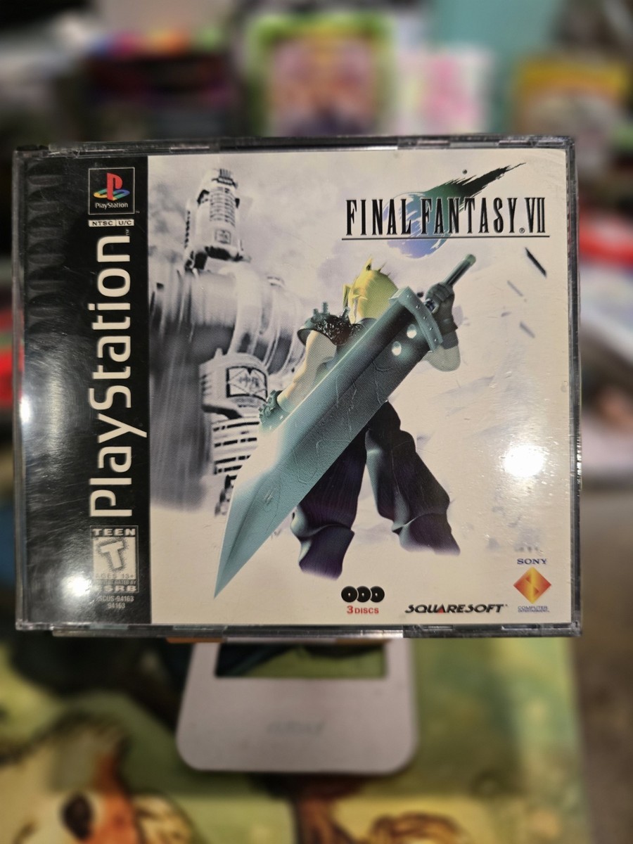 Final Fantasy VII PlayStation 1 Game w/ 3 Discs, 1997 CIB black