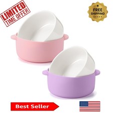 Colorful Silicone-Sleeved Toddler Bowls - 2 Sets of Safe, Fun Porcelain Dishes