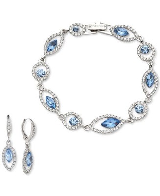 Givenchy Mixed-Cut Crystal Flex Bracelet & Drop Earrings Set   Grotto Blu 