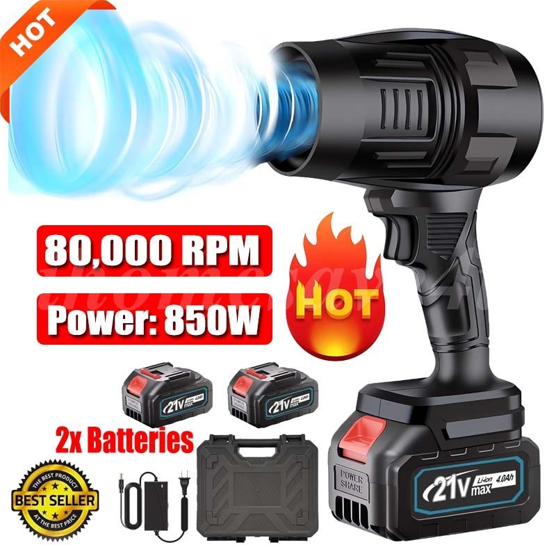 80,000pm Handheld Leaf Blower 2x Battery & Charger