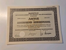 Mansfeld Aktiengesellschaft für Bergbau und Hüttenbetrieb 1937 1000 RM