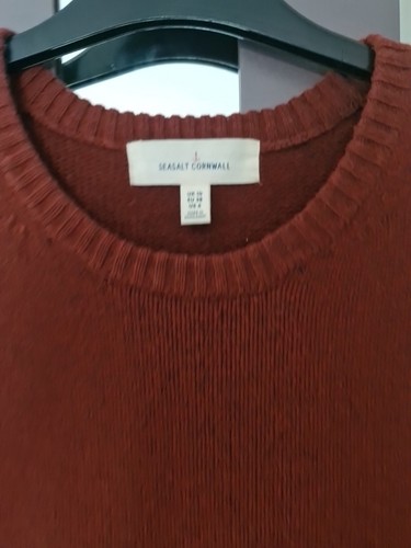 Seasalt Cornwall Knitted Merino Wool Sweater Coupling Vest Burnt Orange Size 10 - Picture 2 of 5