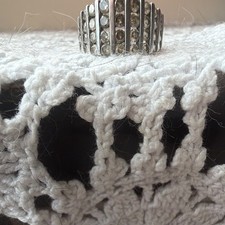 QVC 925 Silver Hallmarked Round Clear Stone Band Ring Size N Silver