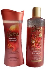 Caress Tahitian Body Wash 2 Exfoliating Pomegranate Seeds  Coconut Milk 12 Oz