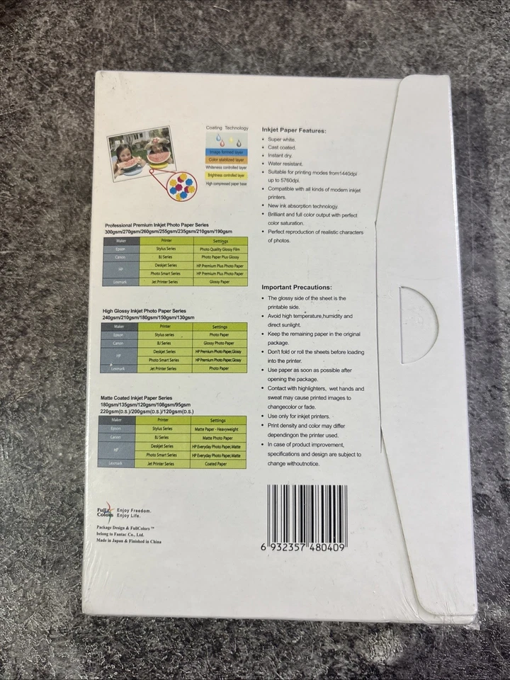 SHEET PACKS OF 4" x 6", HIGH GLOSSY INKJET PHOTO PAPER  Fullcolors  - Image 2 of 2