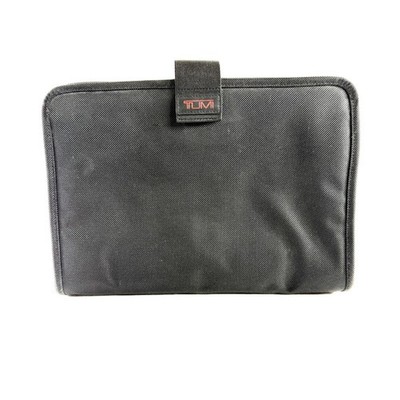 TUMI Black Padded Ballistic Nylon Laptop Tablet Sleeve Case Hook Loop Flap