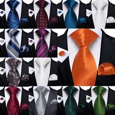 Fashion Mens Tie Regular Necktie Hanky Cufflinks Set Paisley Floral Striped