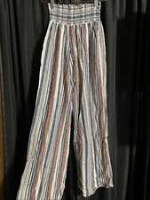 American Original Rewash Small Pants Tan Cream, Linen Rayon, Elastic Waist