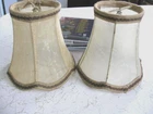 TWO MINI Bell LAMP SHADES Faux Leather Clip*On 4 7/8" Tall, 5"Wide