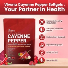 VivoNu Cayenne Pepper Softgels Supplement - 240 Capsules NEW FREE SHIP - Image 4