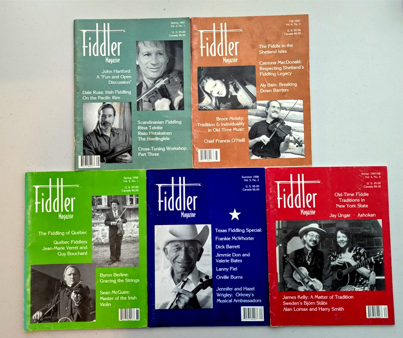 Lot 5 vintage magazines FIDDLER  MAGAZINE 1997 & 1998 rare oop violin fiddle