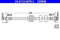 NEU - ATE 24.5112-0475.3 Bremsschlauch Passend FüR Fiat