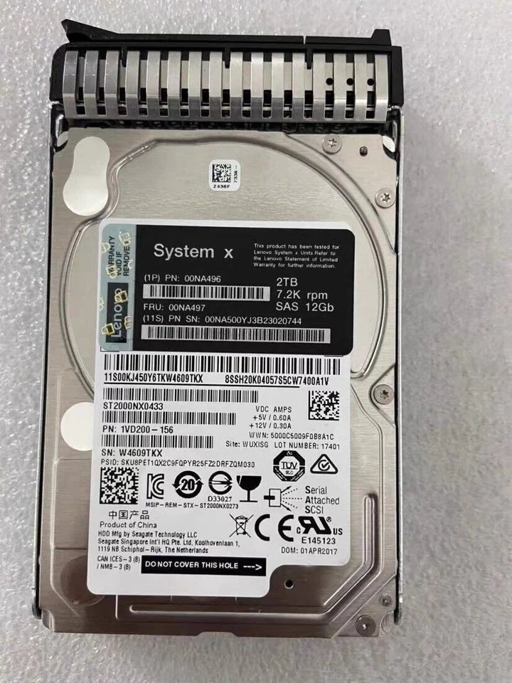 LENOVO 2TB 00NA496 00NA497 00NA500 7.2K SAS 12Gbps 2.5" SFF G3HS HDD Hard Drive - Image 2 of 2