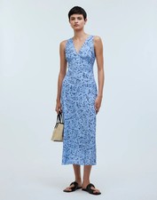 New Madewell The Ariana Midi Slip Dress Women's Sz 4 Powder Blue Floral