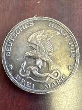 1913 German Empire Drei Mark commemorating 100th Anniversary Napoleon Defeat