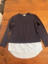 Athleta Navy Cotton Knit Crew Neck XS Long Sleeve Pullover Sweatshirt