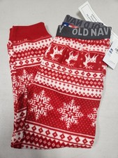 Old Navy Boys Fleece Pajama Bottoms Joggers Red Fair Isle Small 6-7